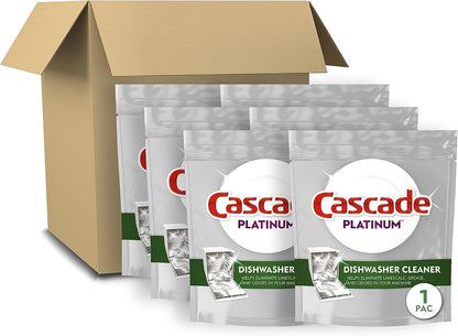 Cascade Platinum Dishwasher Pods, Dishwasher Detergent, Dishwasher Pod, Dishwasher Soap Pod, Actionpacs Dish Washing Pod, Lemon, 62 Count Dishwasher Detergent Pods