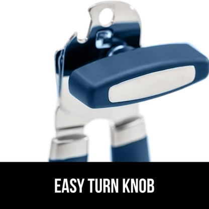 The Original Gorilla Grip Heavy Duty Stainless Steel Smooth Edge Manual Can Opener and Bottle Openers, Soft Handle, Rust Proof Oversized Handheld Easy Turn Knob, Multifunctional Kitchen Tool, Black