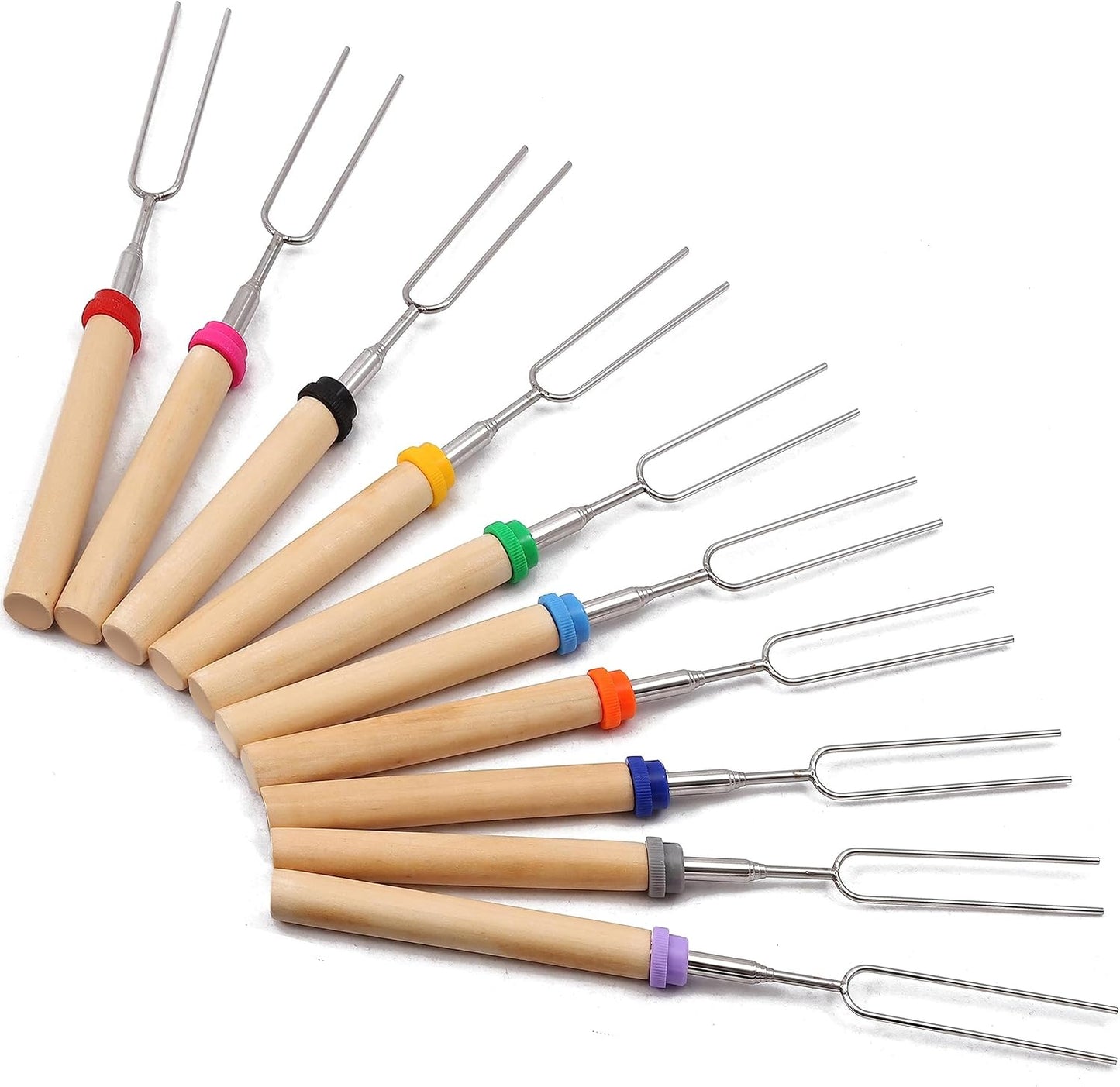 MalloMe Smores Sticks for Fire Pit Long - Marshmallow Roasting Sticks Smores Kit - Smore Skewers Hot Dog Fork Campfire Cooking Equipment, Camping Essentials S'mores Gear Outdoor Accessories 32" 5 Pack