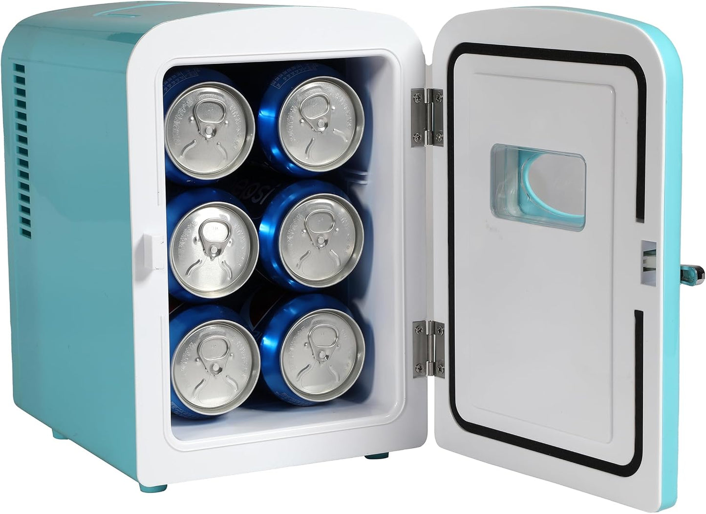 Frigidaire Retro Mini Fridge Cooler, 4L Capacity Chills 6 12oz Cans, 100% Freon-Free & Eco Friendly, Portable Fridge for Car, Office, Bedroom, Dorm Room, or Cabin - 9.84"D x 7.09"W x 10.35"H (Pink)