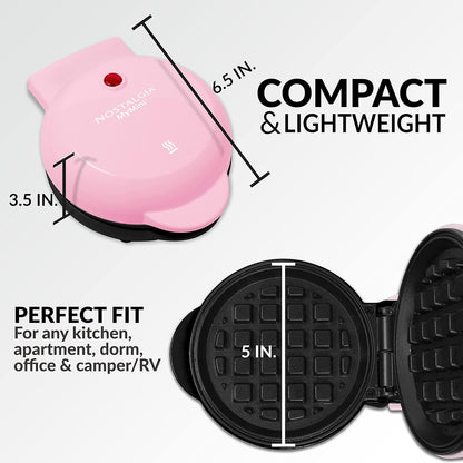 Nostalgia MyMini Cars and Trucks Shape Electric Waffle Maker, 5-Inch Non-Stick Griddle for Waffles, Hash Browns, Eggs, and More, Yellow