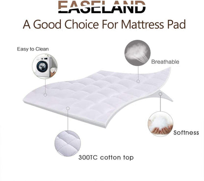 Queen Size Mattress Pad Pillow Top Mattress Cover Quilted