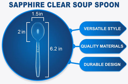 Party Bargains Disposable Cutlery set, SAPPHIRE Design, Clear Color, 360 Pieces: 180 Forks, 120 Spoons, 60 Knives