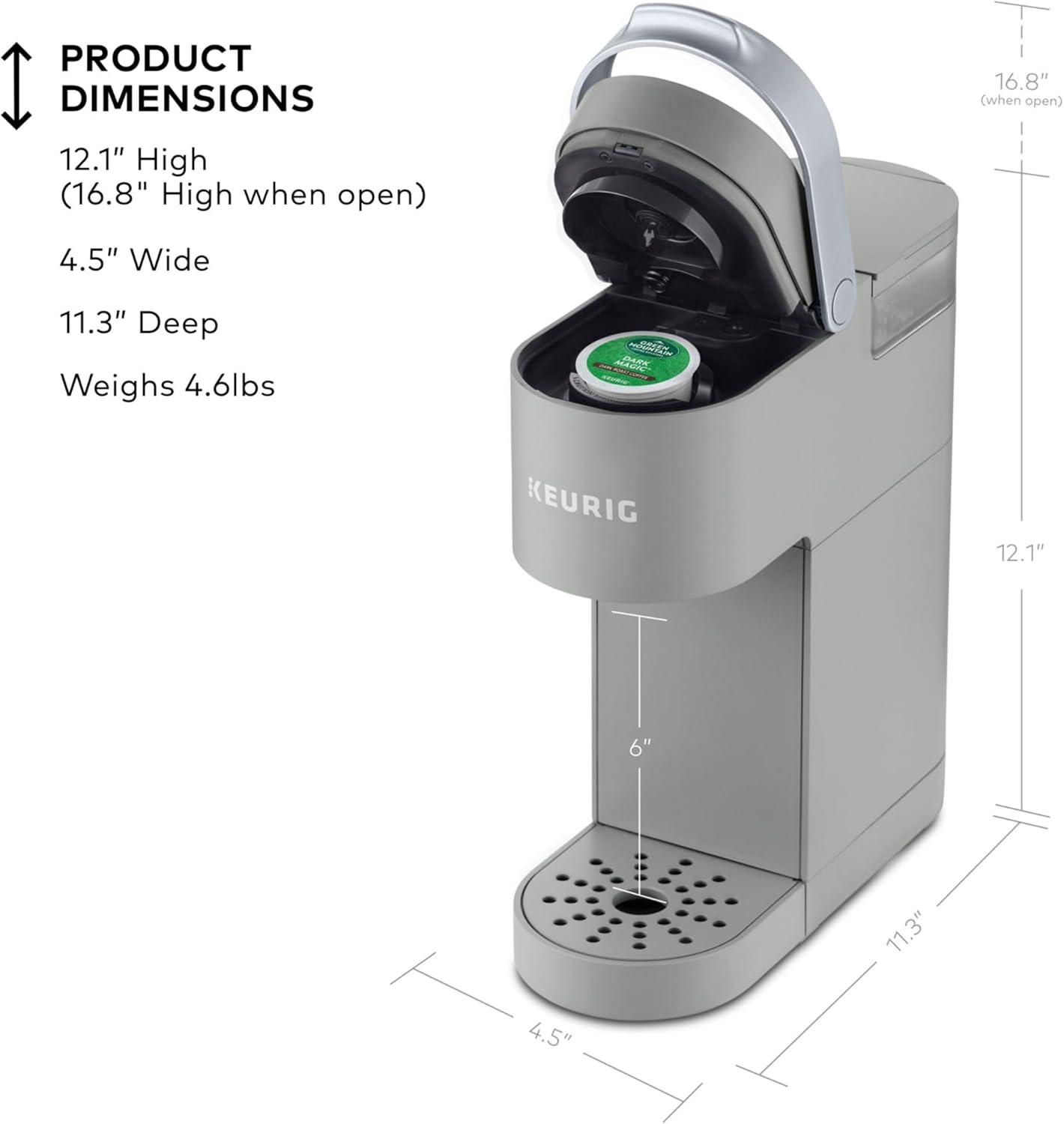 Keurig K-Mini Single Serve K-Cup Pod Coffee Maker, 6 to 12oz Brew size, with Cord Storage, Perfect for Small Spaces, Black