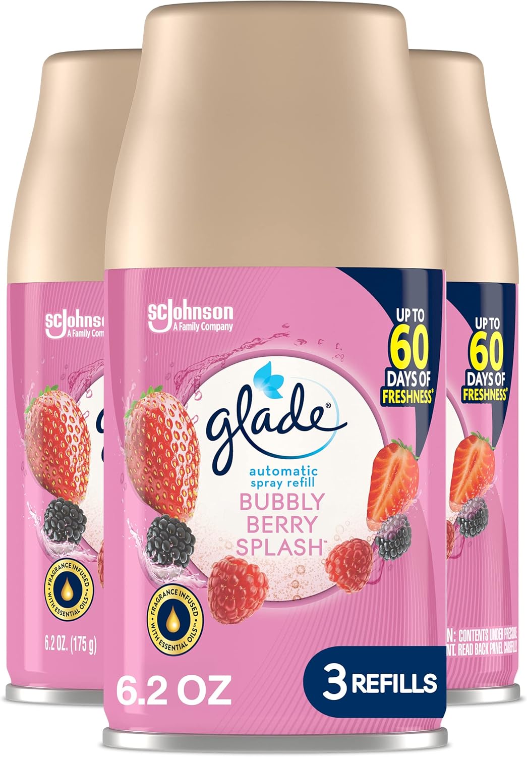 Glade Automatic Spray Air Freshener Refill, Scented Air Freshener for Home and Bathroom, Clean Linen, 6.2 Oz, 3 Count