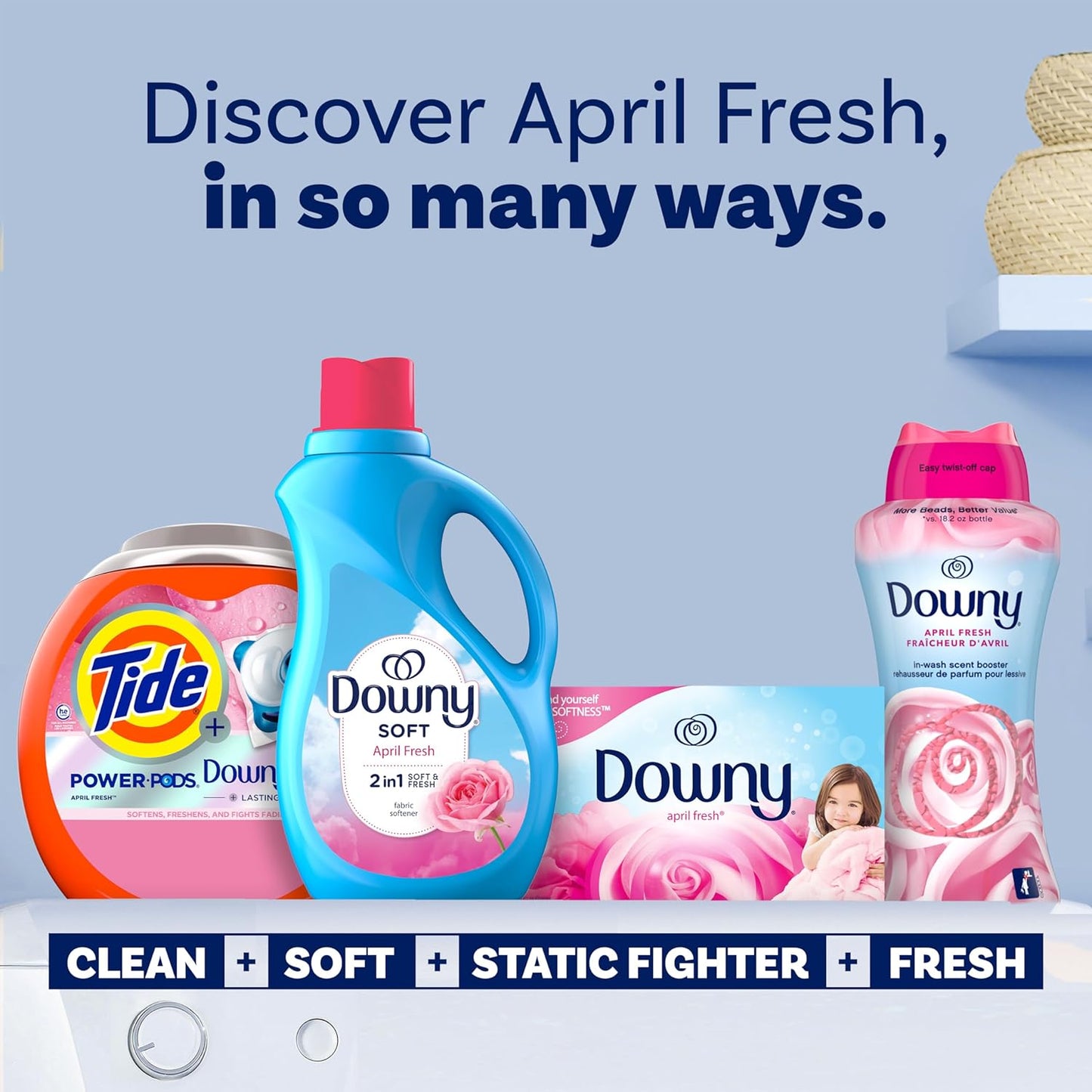 Downy Fabric Softener Liquid, Cool Cotton Scent, 140 fl oz, 190 Loads
