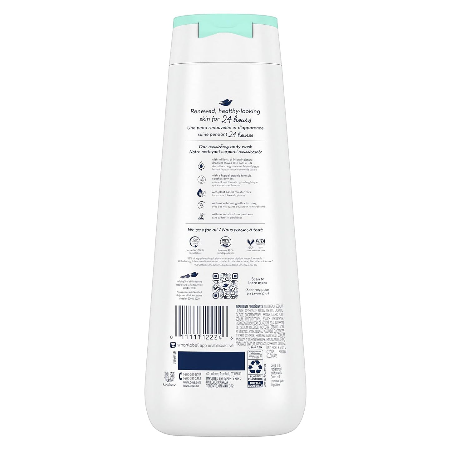 Dove Body Wash 3 Count with Pump Sensitive Skin Hypoallergenic, Paraben-Free, Sulfate-Free, Cruelty-Free, Moisturizing Skin Cleanser Effectively Washes Away Bacteria While Nourishing Skin 30.6 oz