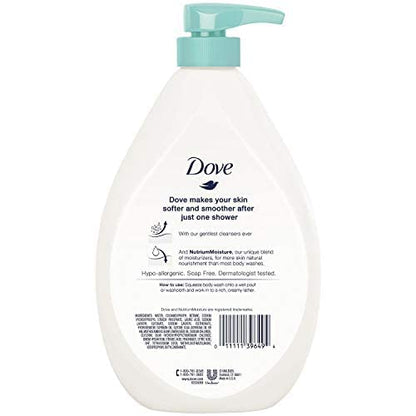 Dove Body Wash 3 Count with Pump Sensitive Skin Hypoallergenic, Paraben-Free, Sulfate-Free, Cruelty-Free, Moisturizing Skin Cleanser Effectively Washes Away Bacteria While Nourishing Skin 30.6 oz