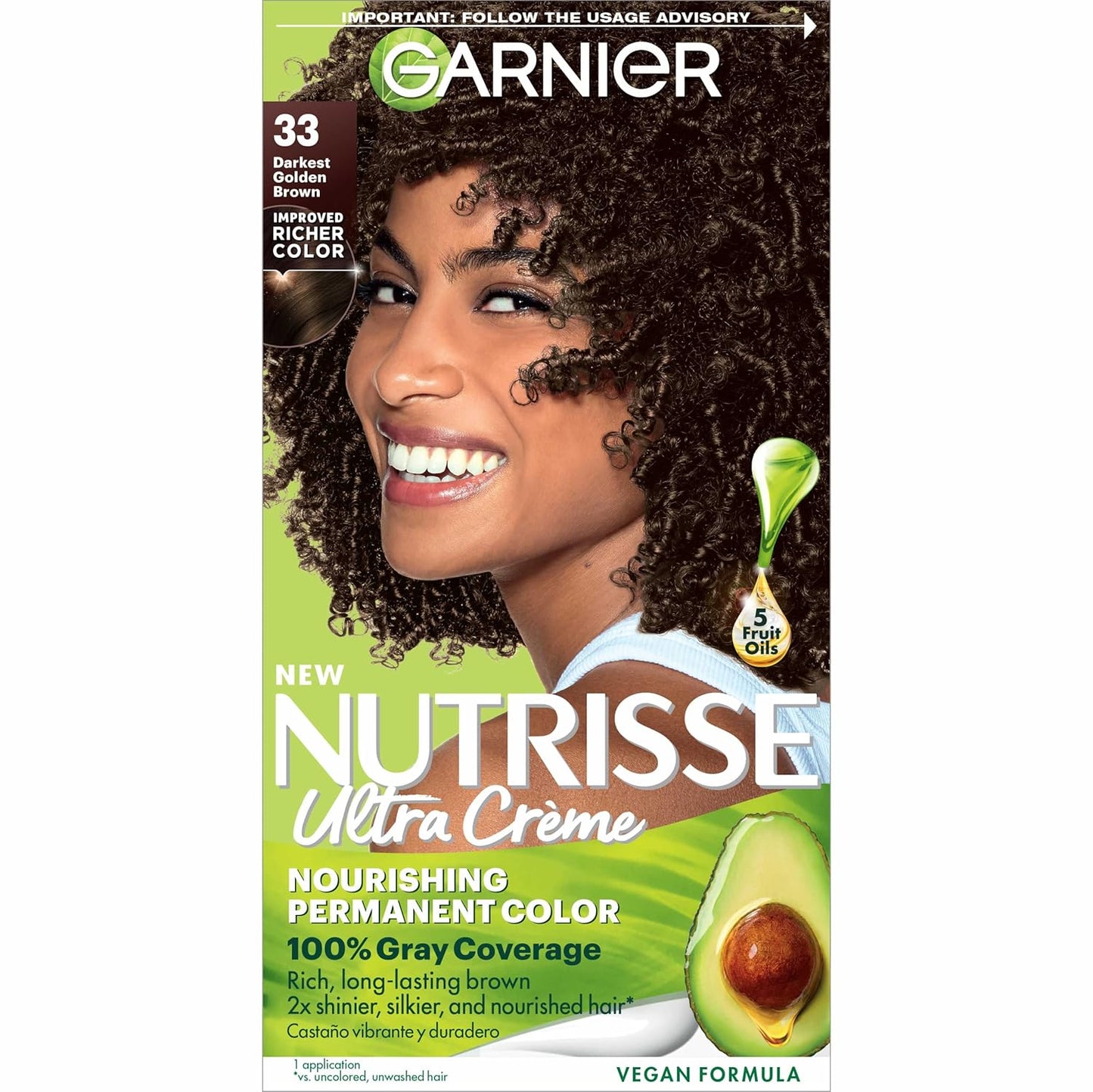 Garnier Hair Color Nutrisse Nourishing Creme, 40 Dark Brown (Dark Chocolate) Permanent Hair Dye, 1 Count (Packaging May Vary)