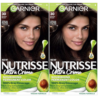 Garnier Hair Color Nutrisse Nourishing Creme, 40 Dark Brown (Dark Chocolate) Permanent Hair Dye, 1 Count (Packaging May Vary)