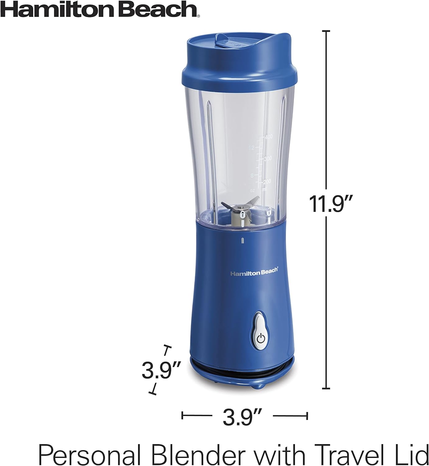 Hamilton Beach Portable Blender for Shakes and Smoothies with 14 Oz BPA Free Travel Cup and Lid, Durable Stainless Steel Blades for Powerful Blending Performance, Raspberry (51131)
