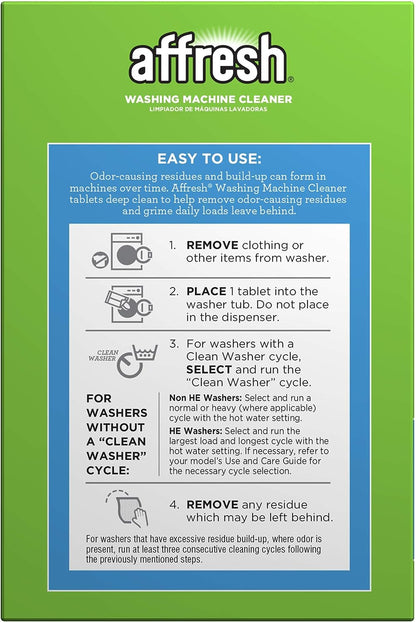 Affresh Washing Machine Cleaner, Cleans Front Load and Top Load Washers, Including HE, 6 Tablets