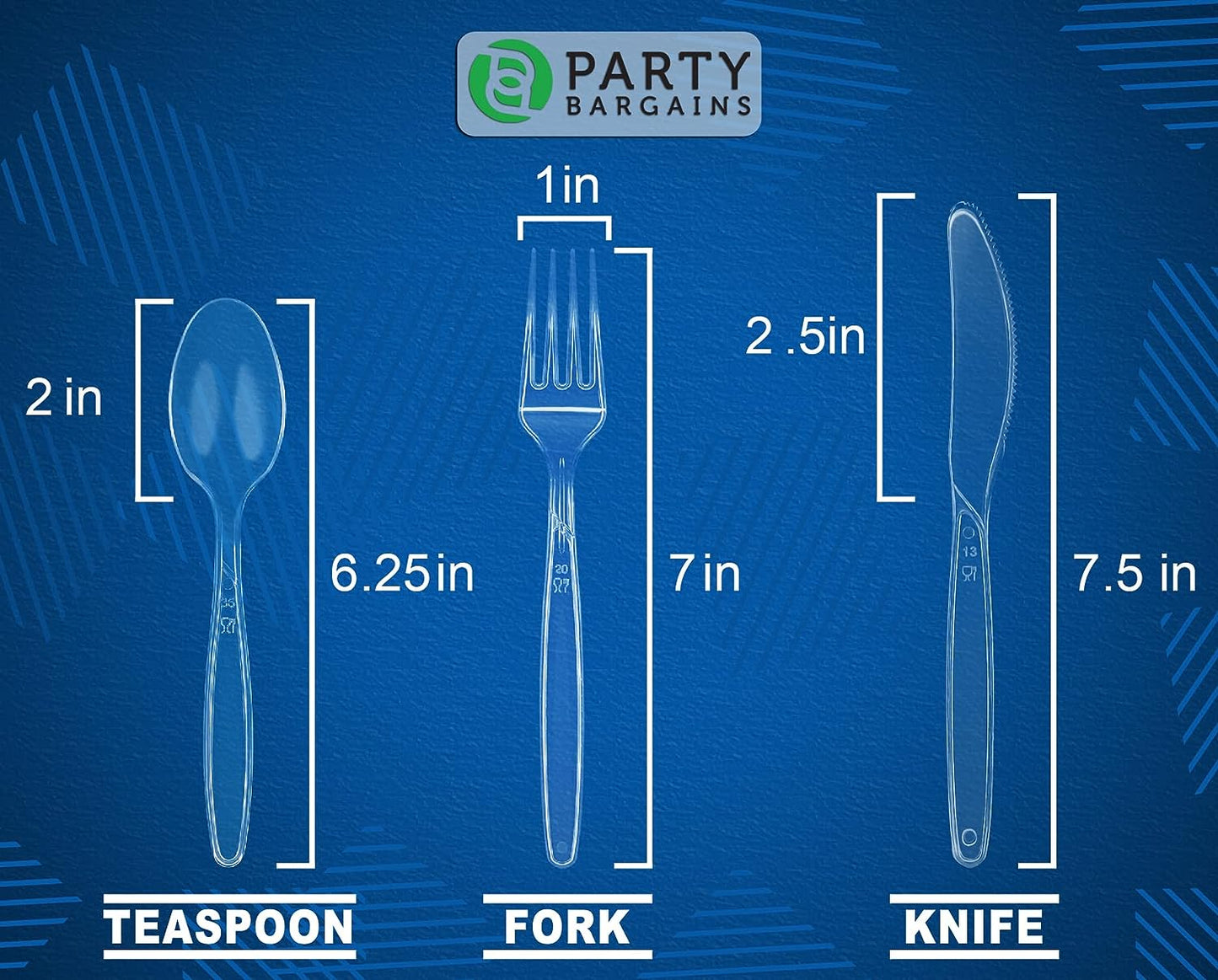 Party Bargains Disposable Cutlery set, SAPPHIRE Design, Clear Color, 360 Pieces: 180 Forks, 120 Spoons, 60 Knives