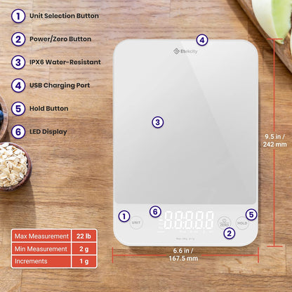 Etekcity Food Kitchen Scale, Digital Grams and Ounces for Weight Loss, Baking, Cooking, Keto and Meal Prep, LCD Display, Medium, 304 Stainless Steel