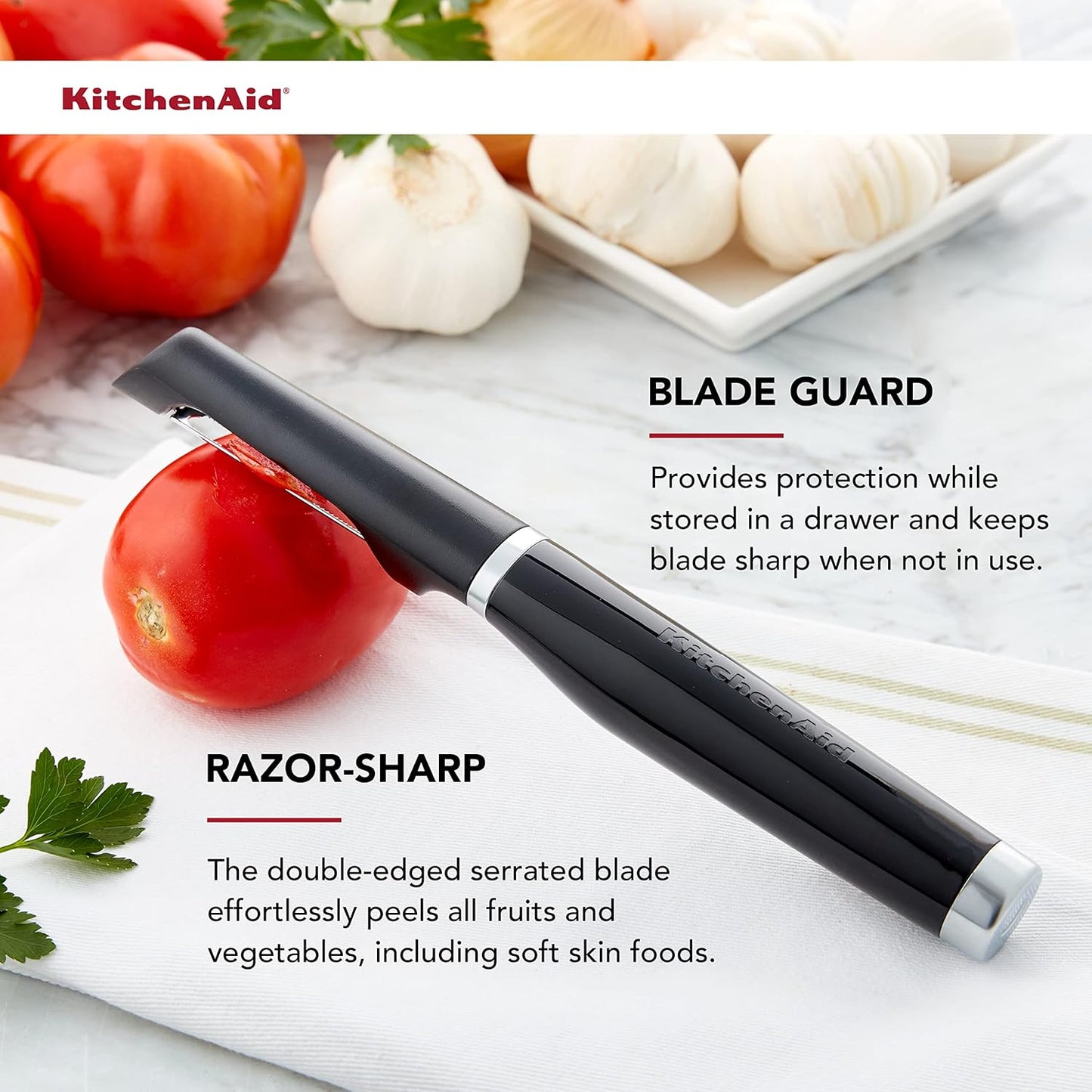 KitchenAid Classic Pizza Wheel with Sharp Blade For Cutting Through Crusts, Pies and More, Built In Finger Guard for Safety and Comfort Grip to Protect Fingers, Dishwasher Safe, 9-Inch, Black