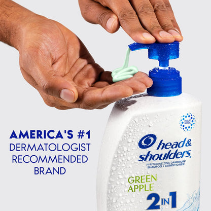 Head & Shoulders 2 in 1 Dandruff Shampoo and Conditioner Set, Scalp Care and Anti Dandruff Treatment, Green Apple Fresh Scent, Daily Moisturizing Treatment, Paraben Free, 32.1 Fl Oz Each, 2 Pack