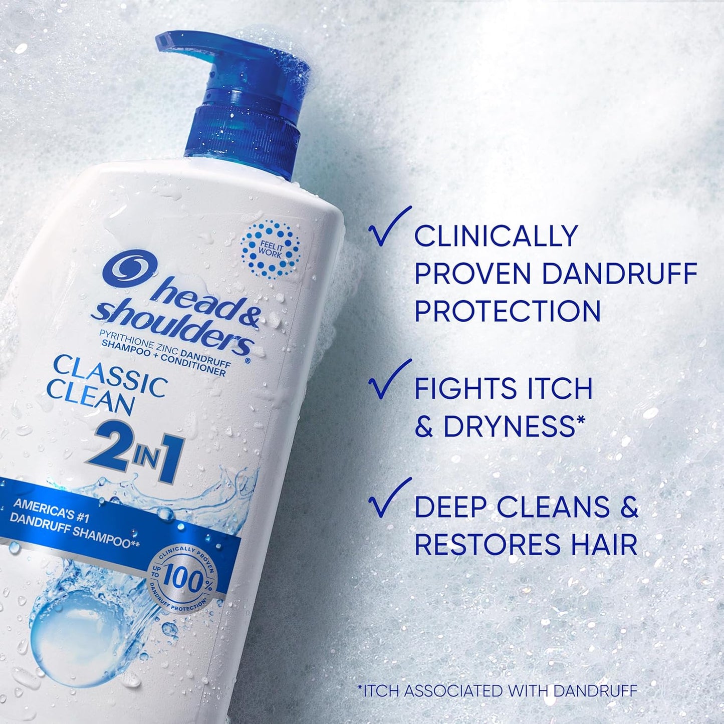 Head & Shoulders Classic Clean Dandruff Shampoo Twin Pack, Anti-Dandruff Daily Use, Paraben-Free, Color-Safe, 32.1 Fl Oz Each (Set of 2)