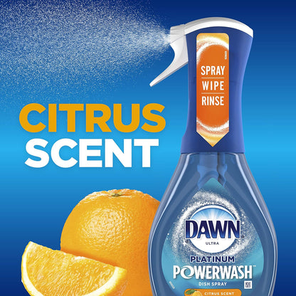 Dawn Platinum Powerwash Dish Spray, Dish Soap, Fresh Scent Bundle, 1 Spray (16oz) + 3 Refills (16oz each)