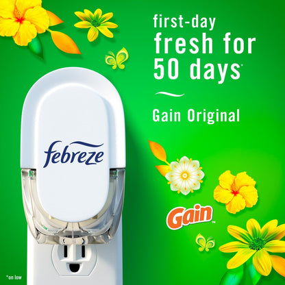 Febreze Plug in Air Fresheners, Gain Original Scent, Odor Eliminator for Strong Odors, Scented Oil Refill (3 Count)