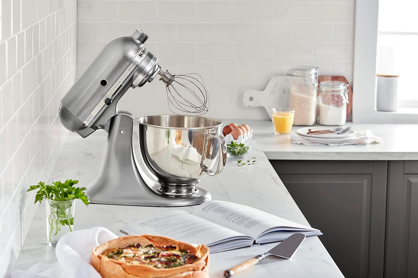 KitchenAid Artisan Series 5 Quart Tilt Head Stand Mixer with Pouring Shield KSM150PS, Removable bowl, Aqua Sky
