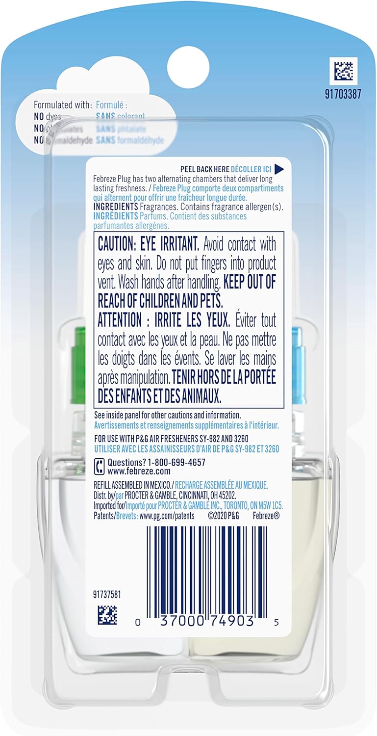 Febreze Plug in Air Fresheners, Gain Original Scent, Odor Eliminator for Strong Odors, Scented Oil Refill (3 Count)