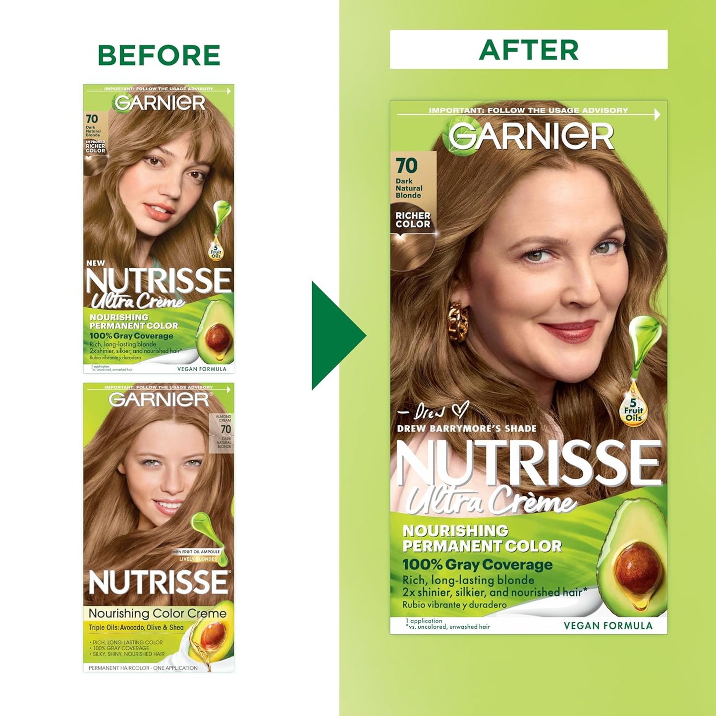 Garnier Hair Color Nutrisse Nourishing Creme, 40 Dark Brown (Dark Chocolate) Permanent Hair Dye, 1 Count (Packaging May Vary)
