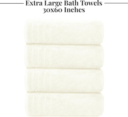 Tens Towels Extra Large Bath Towels 30 x 60 Inches, 100% Cotton, Larger & Lighter, Quicker to Dry, Lighter Weight, Super Soft and Absorbent, Perfect Bathroom Towels