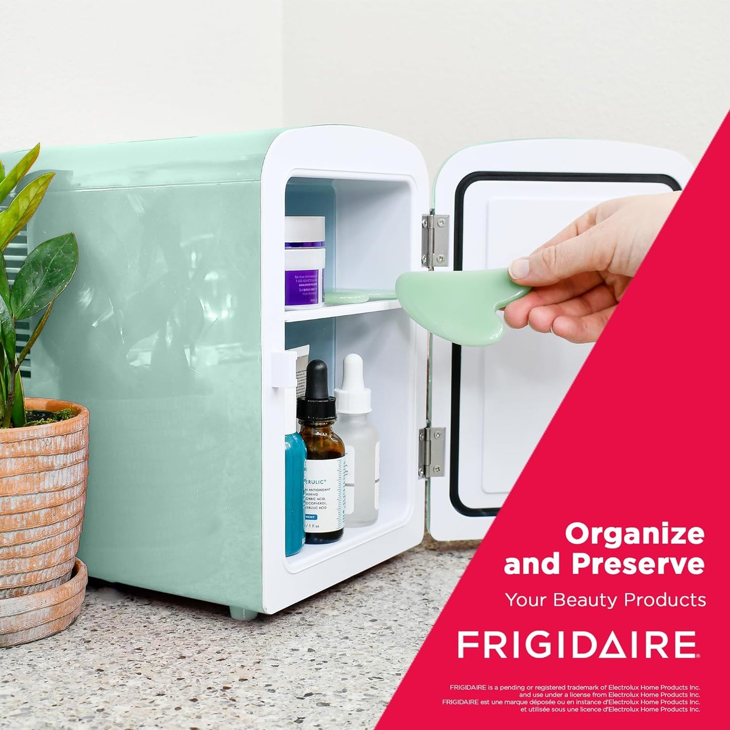 Frigidaire Retro Mini Fridge Cooler, 4L Capacity Chills 6 12oz Cans, 100% Freon-Free & Eco Friendly, Portable Fridge for Car, Office, Bedroom, Dorm Room, or Cabin - 9.84"D x 7.09"W x 10.35"H (Pink)