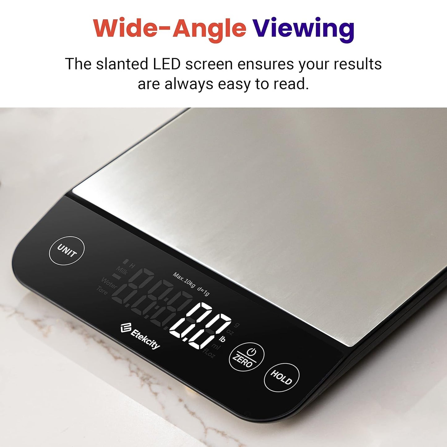 Etekcity Food Kitchen Scale, Digital Grams and Ounces for Weight Loss, Baking, Cooking, Keto and Meal Prep, LCD Display, Medium, 304 Stainless Steel