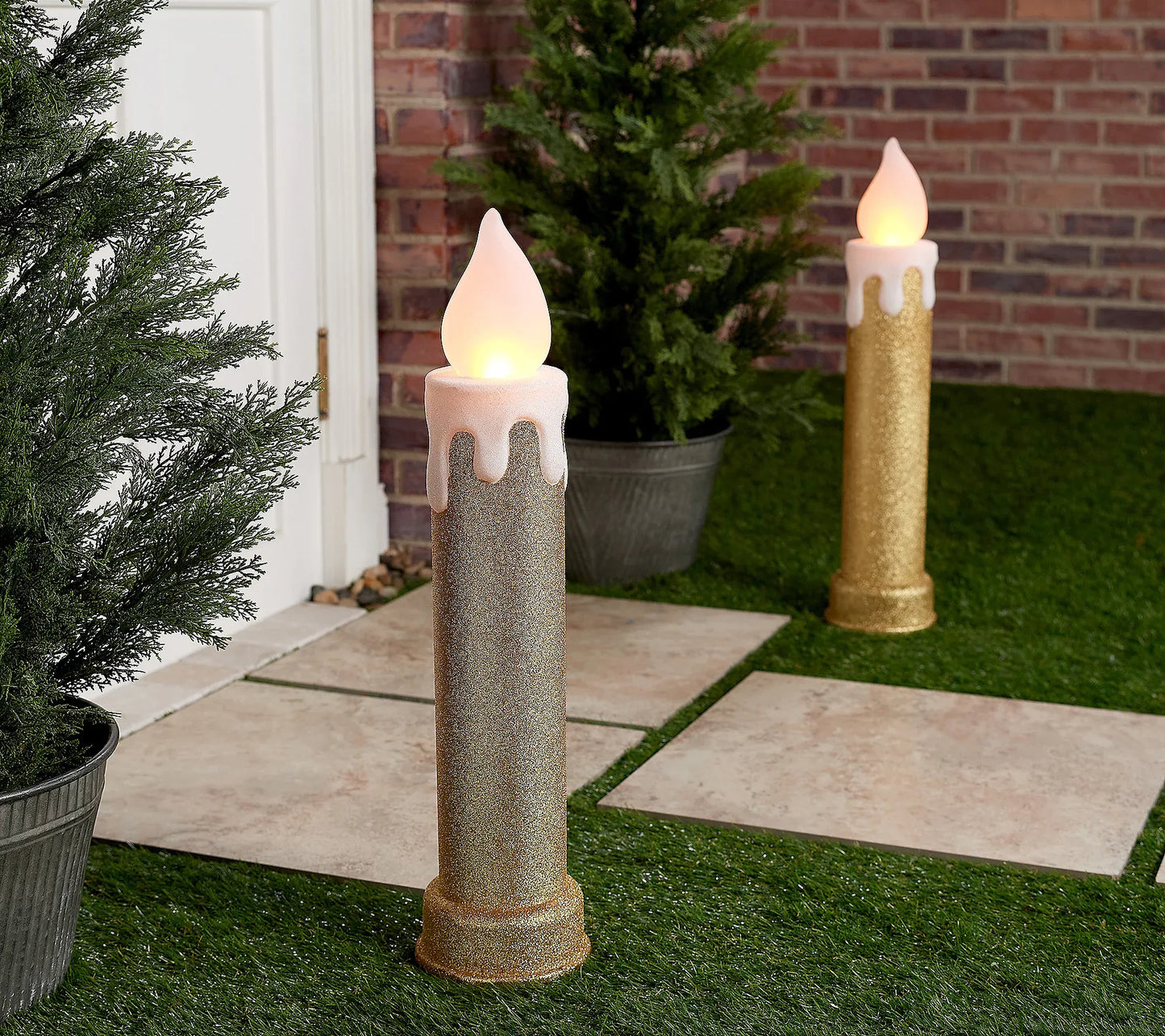 Mr. Christmas In/Outdoor Set of 2 24" Blow Mold Candles