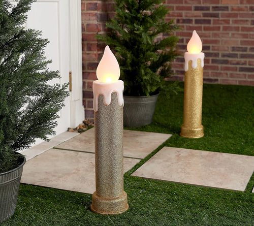 Mr. Christmas In/Outdoor Set of 2 24" Blow Mold Candles