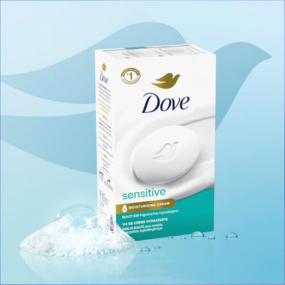 Dove Beauty Bar More Moisturizing Than Bar Soap for Softer Skin, Fragrance-Free, Hypoallergenic Beauty Bar Sensitive Skin With Gentle Cleanser 3.75 oz 14 Bars