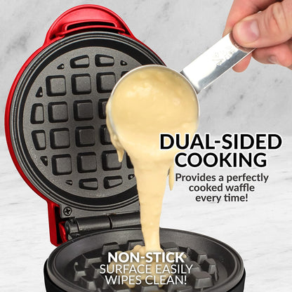 Nostalgia MyMini Cars and Trucks Shape Electric Waffle Maker, 5-Inch Non-Stick Griddle for Waffles, Hash Browns, Eggs, and More, Yellow