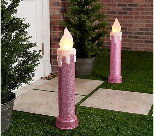 Mr. Christmas In/Outdoor Set of 2 24" Blow Mold Candles