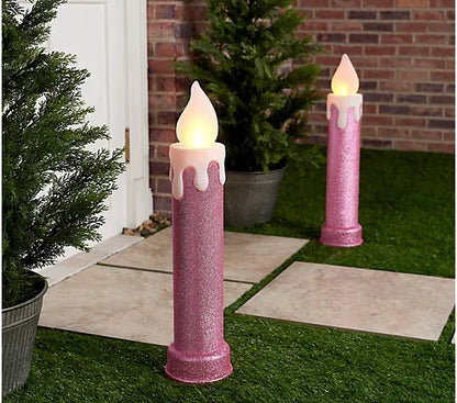 Mr. Christmas In/Outdoor Set of 2 24" Blow Mold Candles