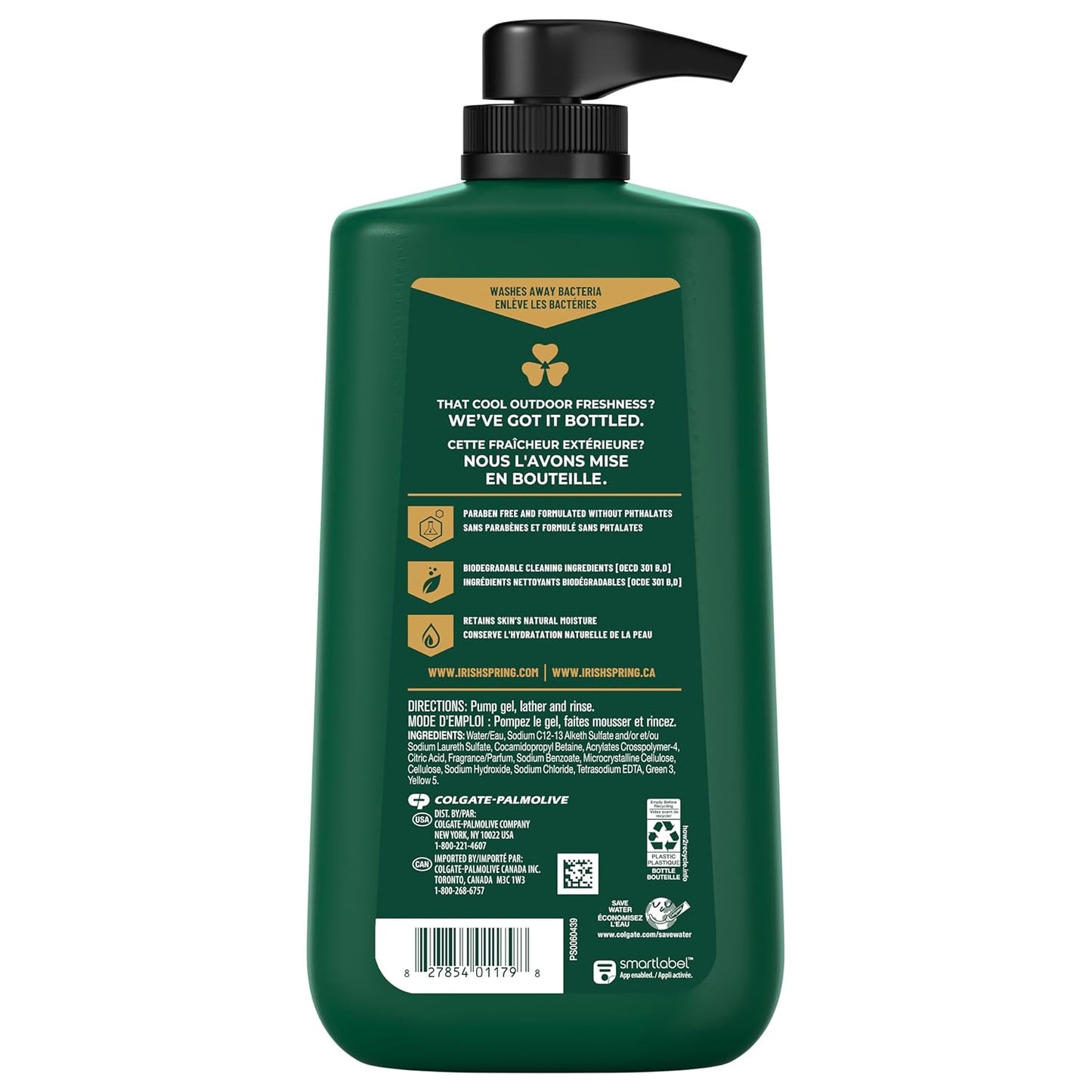 Irish Spring Mens Body Wash, Moisture Blast Body Wash for Men, Feel Fresh All Day, 30 Oz Pump Bottle