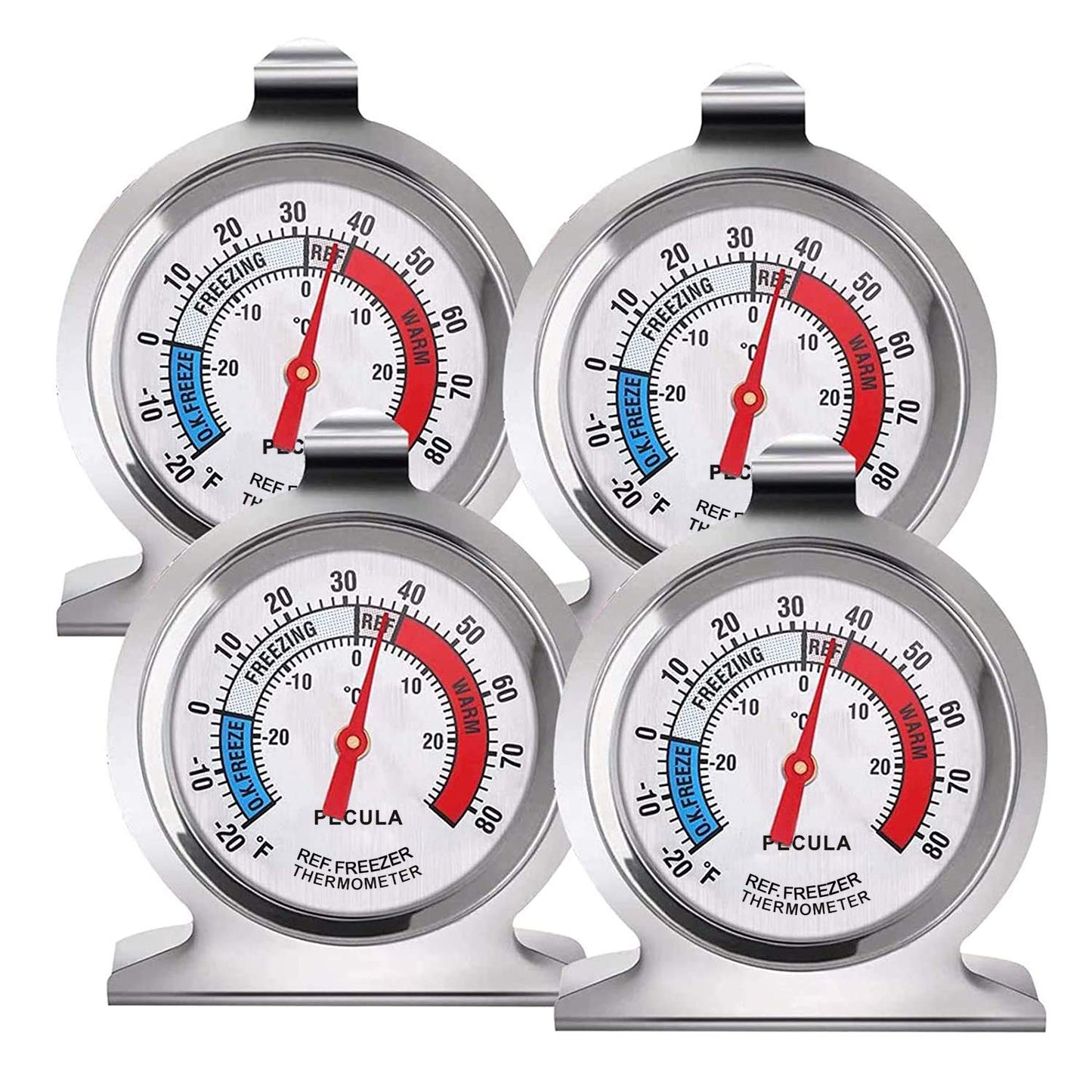 2 Pack Refrigerator Thermometer, -30~30°C/-20~80°F, Classic Fridge Analog Thermometer Large Dial with Red Indicator Thermometer for Freezer Refrigerator Cooler