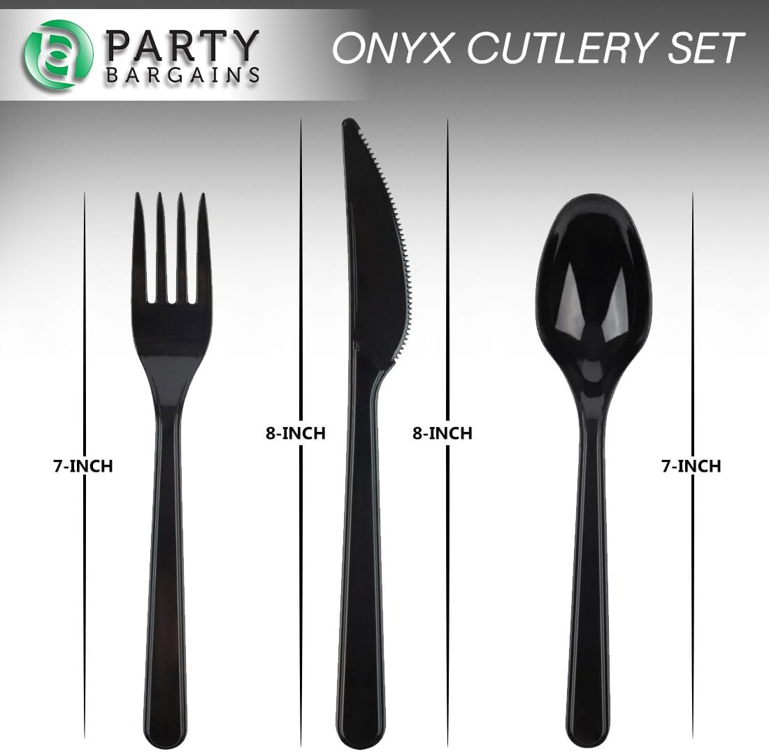 Party Bargains Disposable Cutlery set, SAPPHIRE Design, Clear Color, 360 Pieces: 180 Forks, 120 Spoons, 60 Knives