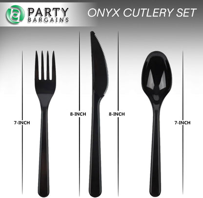 Party Bargains Disposable Cutlery set, SAPPHIRE Design, Clear Color, 360 Pieces: 180 Forks, 120 Spoons, 60 Knives