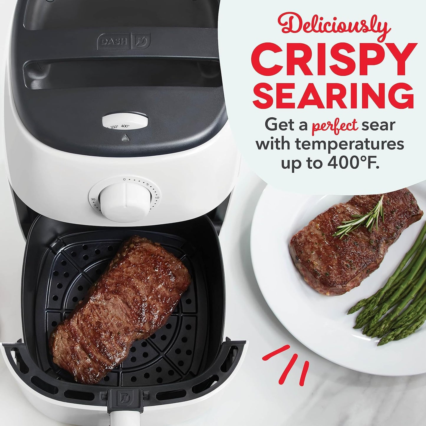 DASH Tasti-Crisp™ Electric Air Fryer Oven, 2.6 Qt., Aqua – Compact Air Fryer for Healthier Food in Minutes, Ideal for Small Spaces - Auto Shut Off, Analog, 1000-Watt