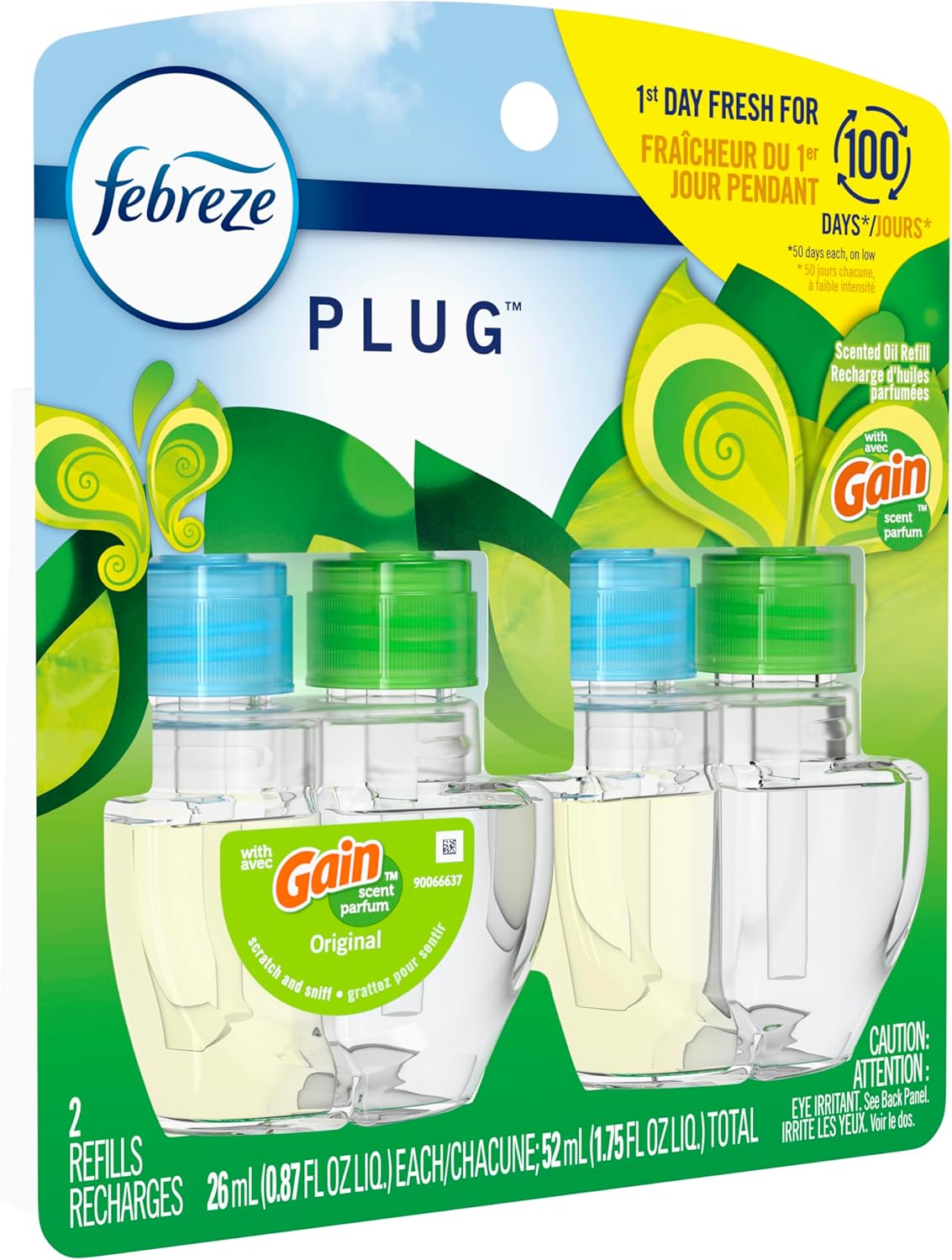 Febreze Plug in Air Fresheners, Gain Original Scent, Odor Eliminator for Strong Odors, Scented Oil Refill (3 Count)