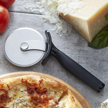 KitchenAid Classic Pizza Wheel with Sharp Blade For Cutting Through Crusts, Pies and More, Built In Finger Guard for Safety and Comfort Grip to Protect Fingers, Dishwasher Safe, 9-Inch, Black
