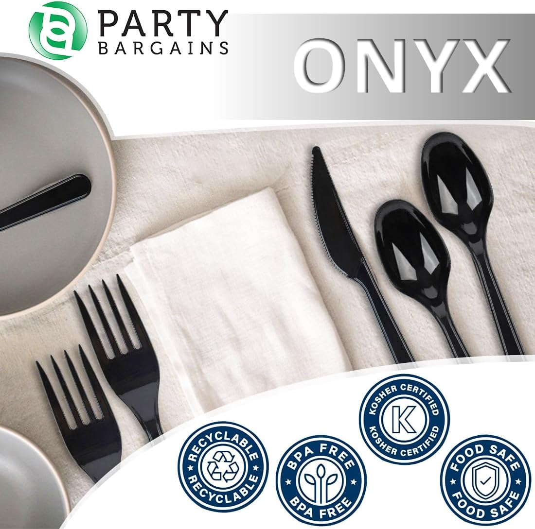 Party Bargains Disposable Cutlery set, SAPPHIRE Design, Clear Color, 360 Pieces: 180 Forks, 120 Spoons, 60 Knives