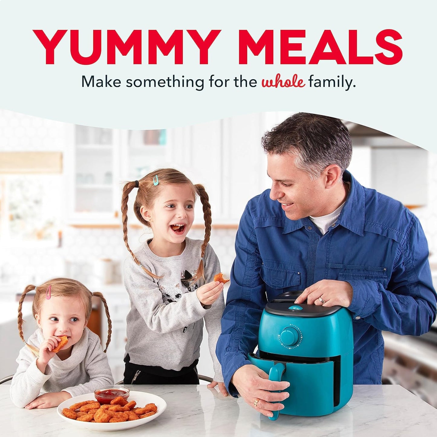 DASH Tasti-Crisp™ Electric Air Fryer Oven, 2.6 Qt., Aqua – Compact Air Fryer for Healthier Food in Minutes, Ideal for Small Spaces - Auto Shut Off, Analog, 1000-Watt