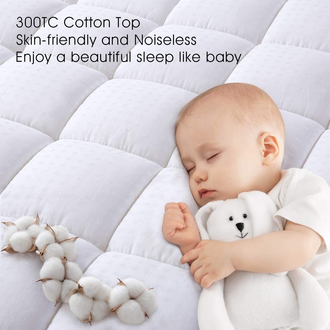 Queen Size Mattress Pad Pillow Top Mattress Cover Quilted