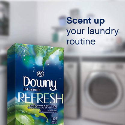 Downy Infusions Mega Dryer Sheets, Laundry Fabric Softener, CALM, Lavender and Vanilla Bean, 180 Count (3 box of 60 sheets)