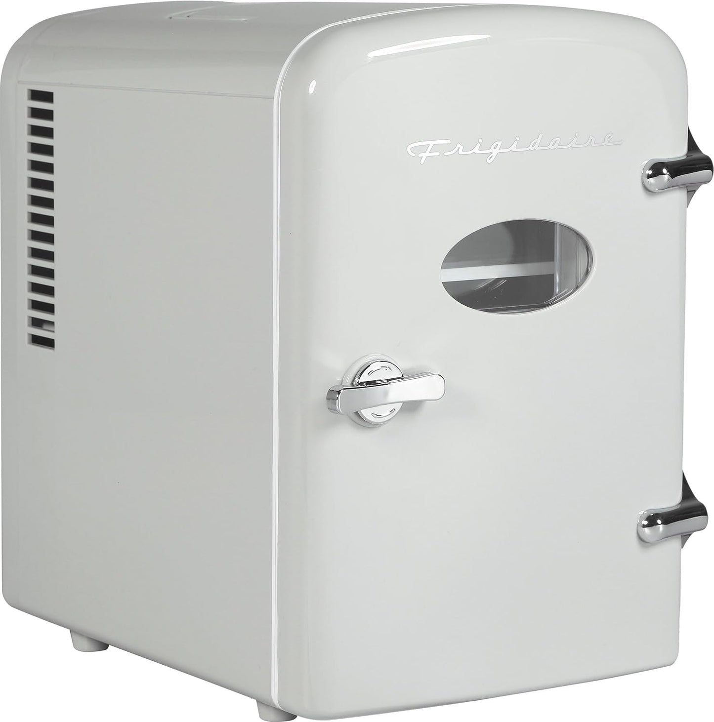 Frigidaire Retro Mini Fridge Cooler, 4L Capacity Chills 6 12oz Cans, 100% Freon-Free & Eco Friendly, Portable Fridge for Car, Office, Bedroom, Dorm Room, or Cabin - 9.84"D x 7.09"W x 10.35"H (Pink)