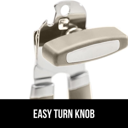 The Original Gorilla Grip Heavy Duty Stainless Steel Smooth Edge Manual Can Opener and Bottle Openers, Soft Handle, Rust Proof Oversized Handheld Easy Turn Knob, Multifunctional Kitchen Tool, Black