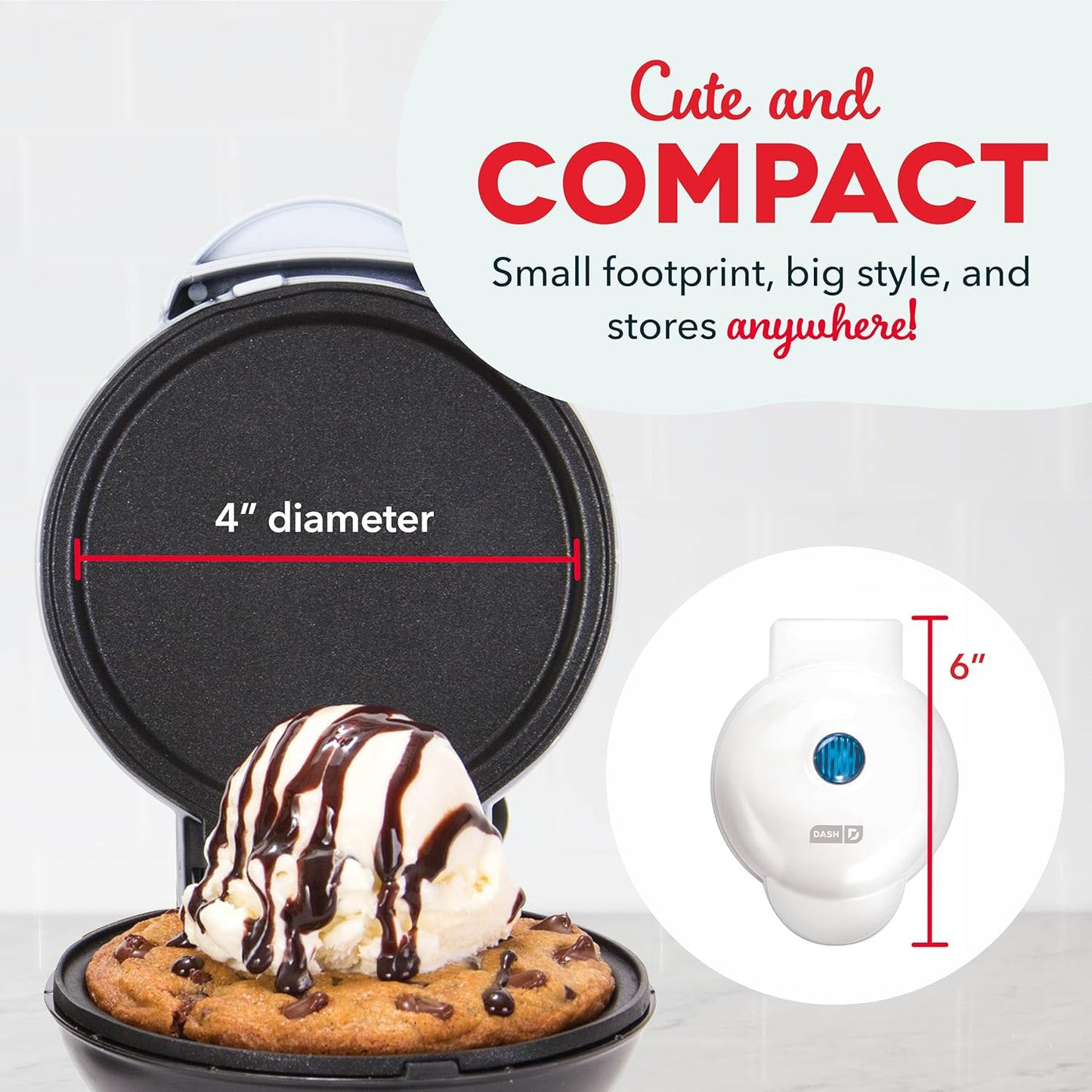 DASH Mini Maker Electric Round Griddle for Individual Pancakes, Cookies, Eggs & other on the go Breakfast, Lunch & Snacks with Indicator Light + Included Recipe Book - Aqua,4 Inch