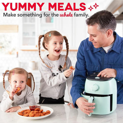 DASH Tasti-Crisp™ Electric Air Fryer Oven, 2.6 Qt., Aqua – Compact Air Fryer for Healthier Food in Minutes, Ideal for Small Spaces - Auto Shut Off, Analog, 1000-Watt